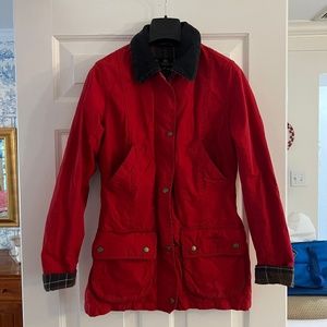 Barbour Red Jacket with Black Collar